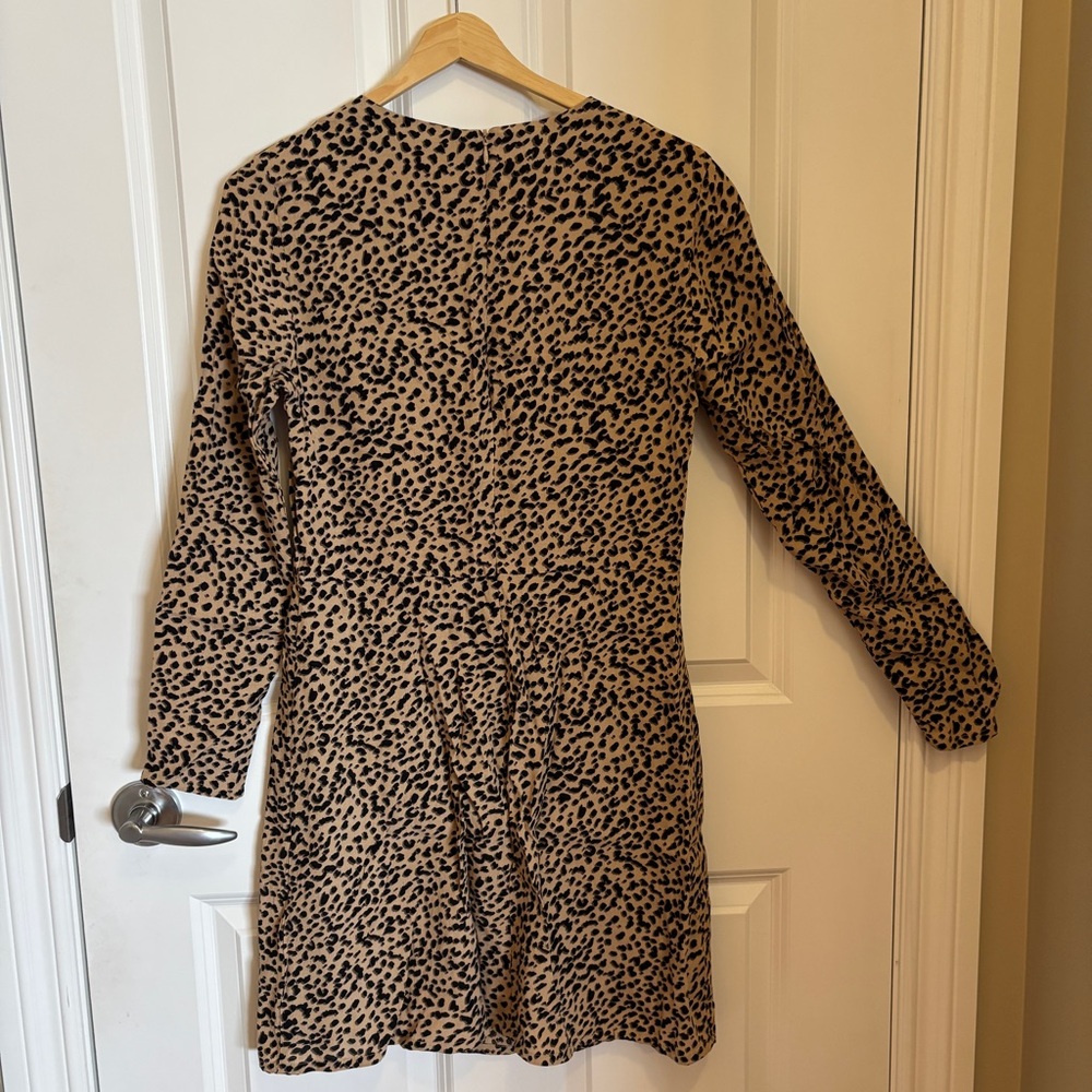 H&M Leopard Print Long Sleeve Mini Dress - Tan & Black